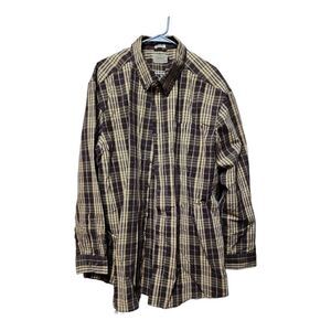 626 -CE Schmidt Workwear Brown/Tan Plaid Heavy Shirt Thick Cotton 2XLT - ex cond